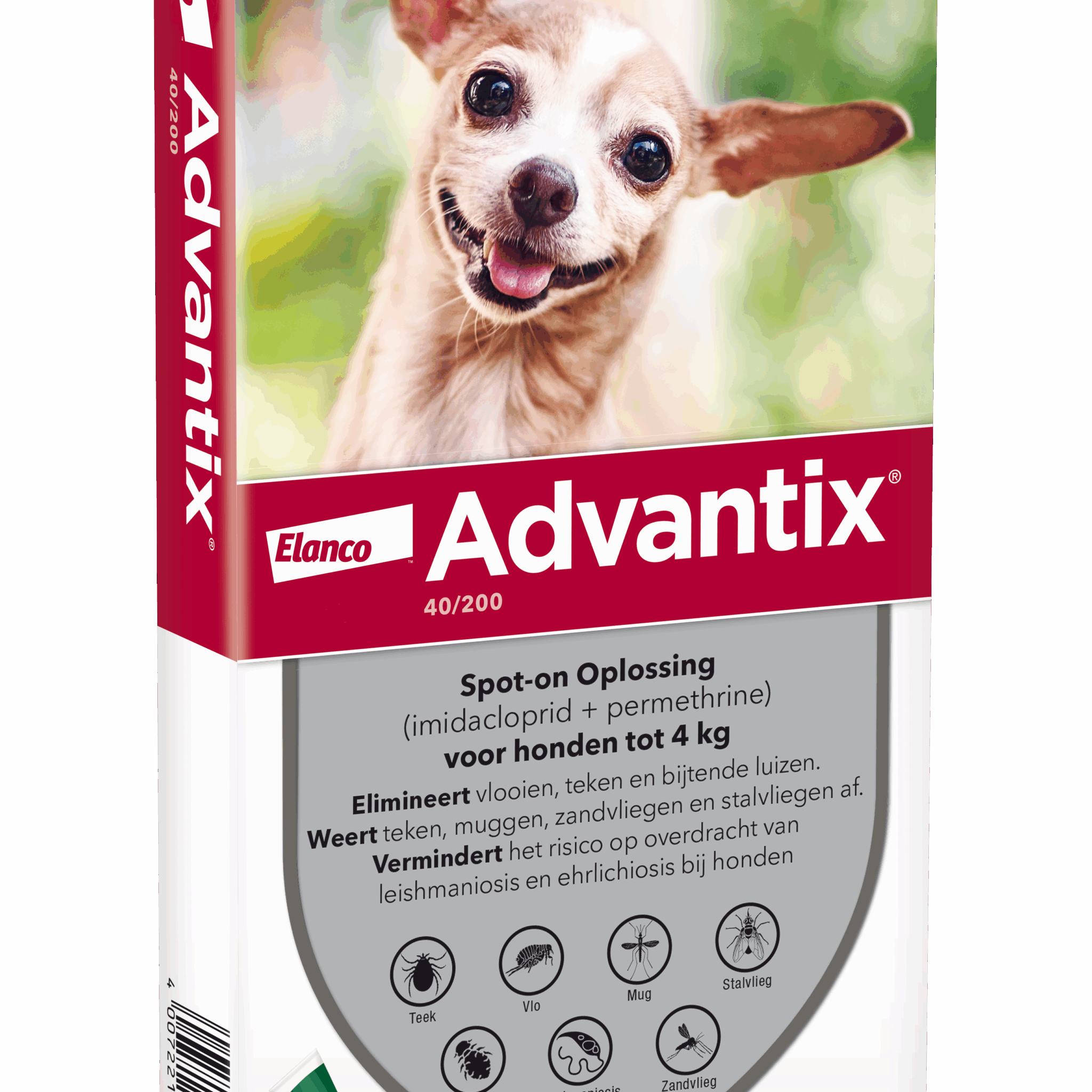 Advantix vlooien- en tekenpipet voor honden 40/200 (1,5 tot 4kg) 4 pipetten