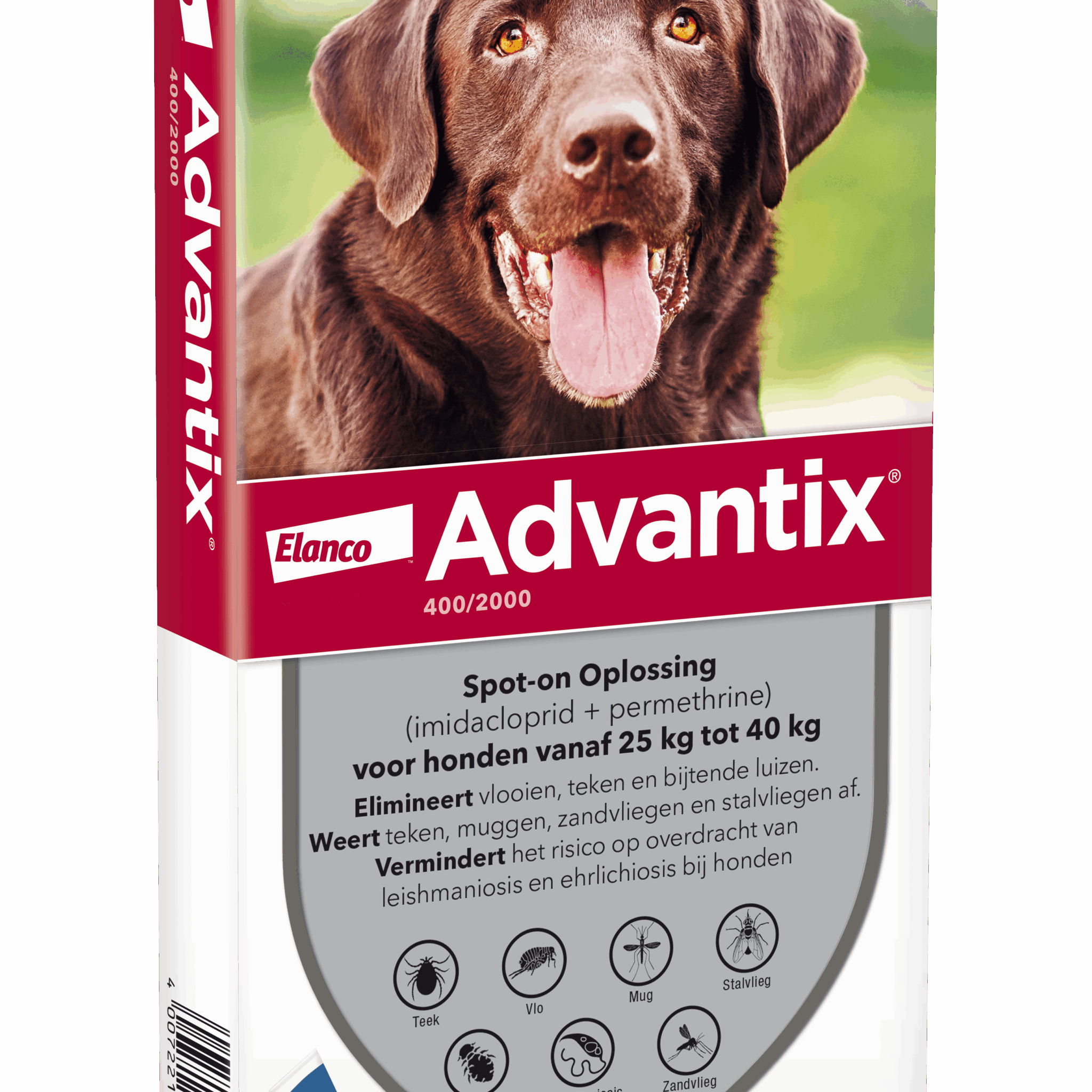 Advantix vlooien- en tekenpipet voor honden 400/2000 (25 tot 40 kg) 4 pipetten