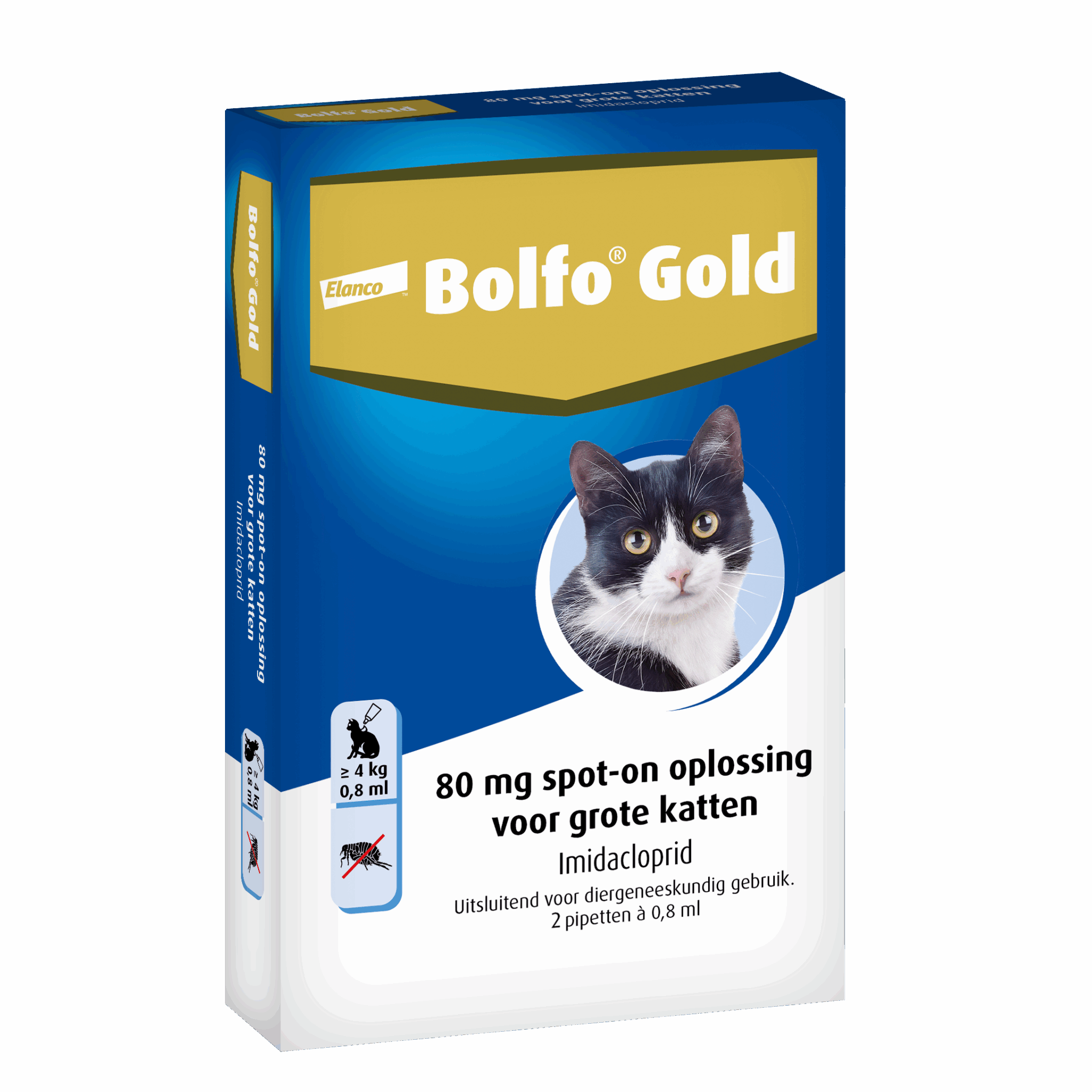 Bolfo Gold Vlooiendruppels Kat - Vanaf 4 kg - 80 mg 2 pipetten