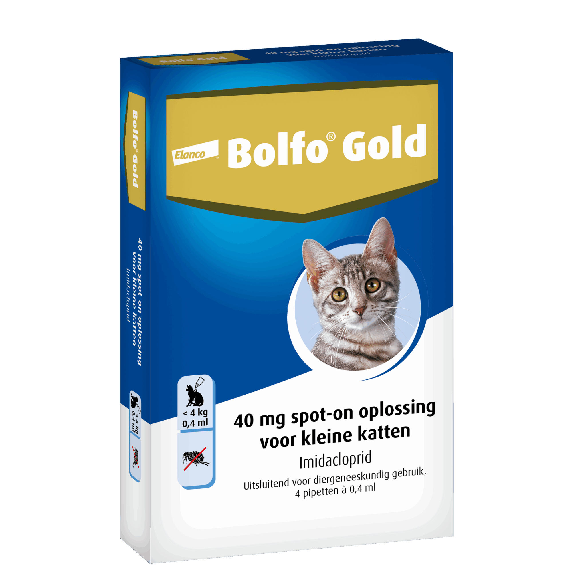 Bolfo Gold Vlooiendruppels Kat - Tot 4 kg - 40 mg 4 pipetten