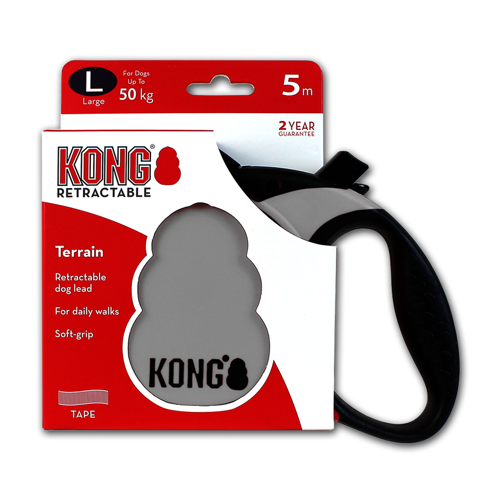 KONG Retractable Leash - Terrain Grijs L