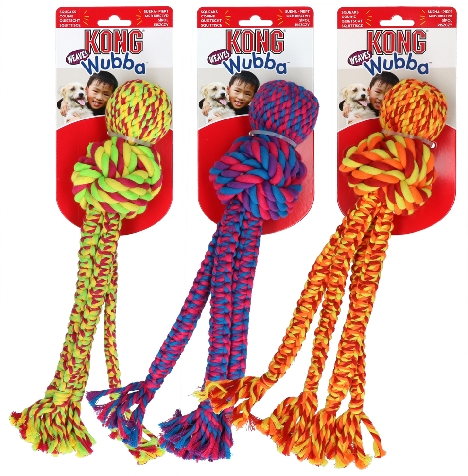 KONG Wubba Weaves met touw Assorti L