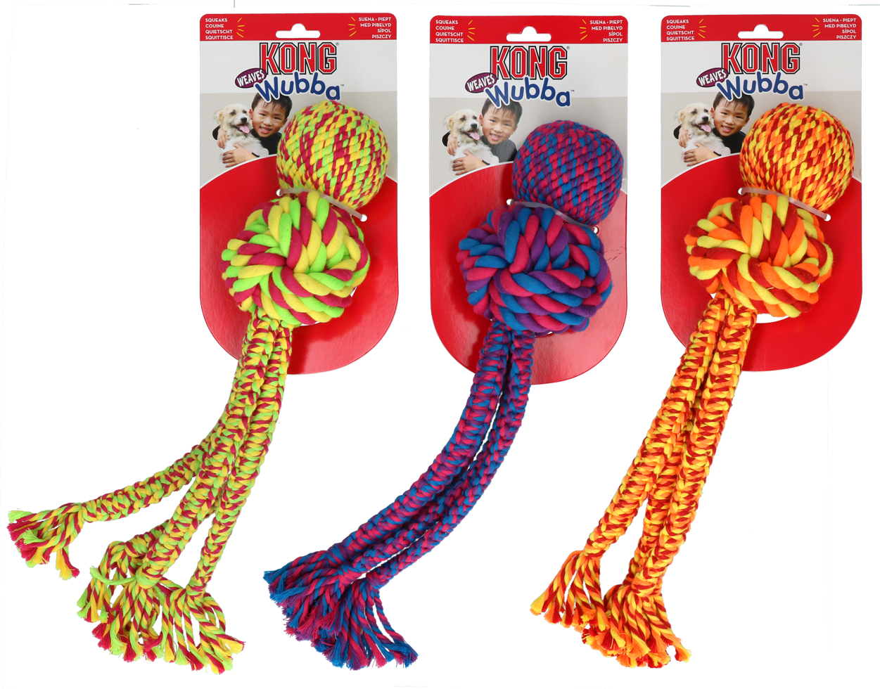 KONG Wubba Weaves met touw Assorti XL