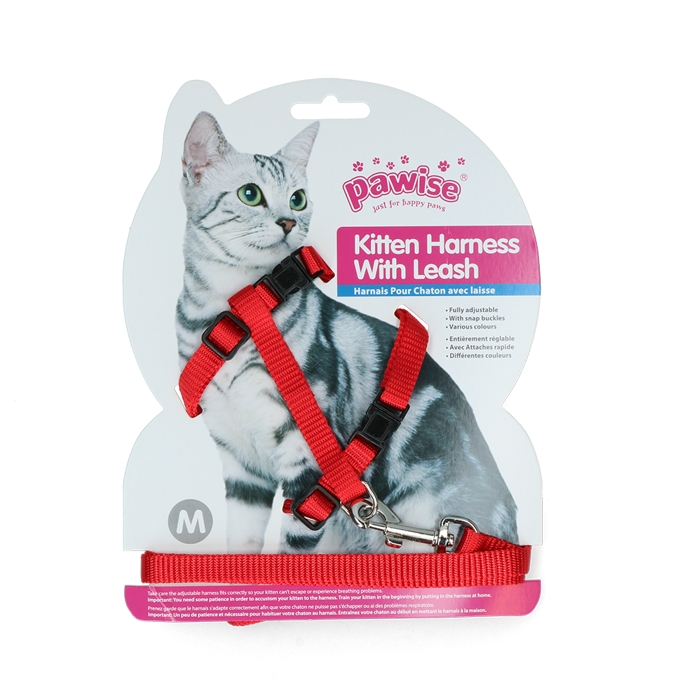 Alternative view of Pawise Kitten Harness With Leash Red/Blue M