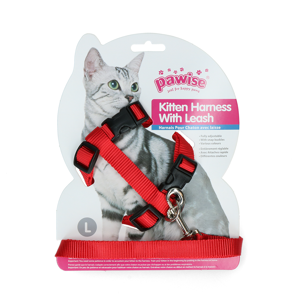Alternative view of Pawise Kitten Harness With Leash Red/Blue L