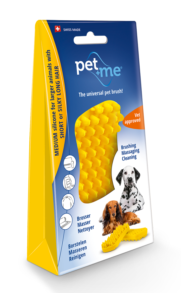 Pet+Me Dog Hair Brush Kort haar Geel