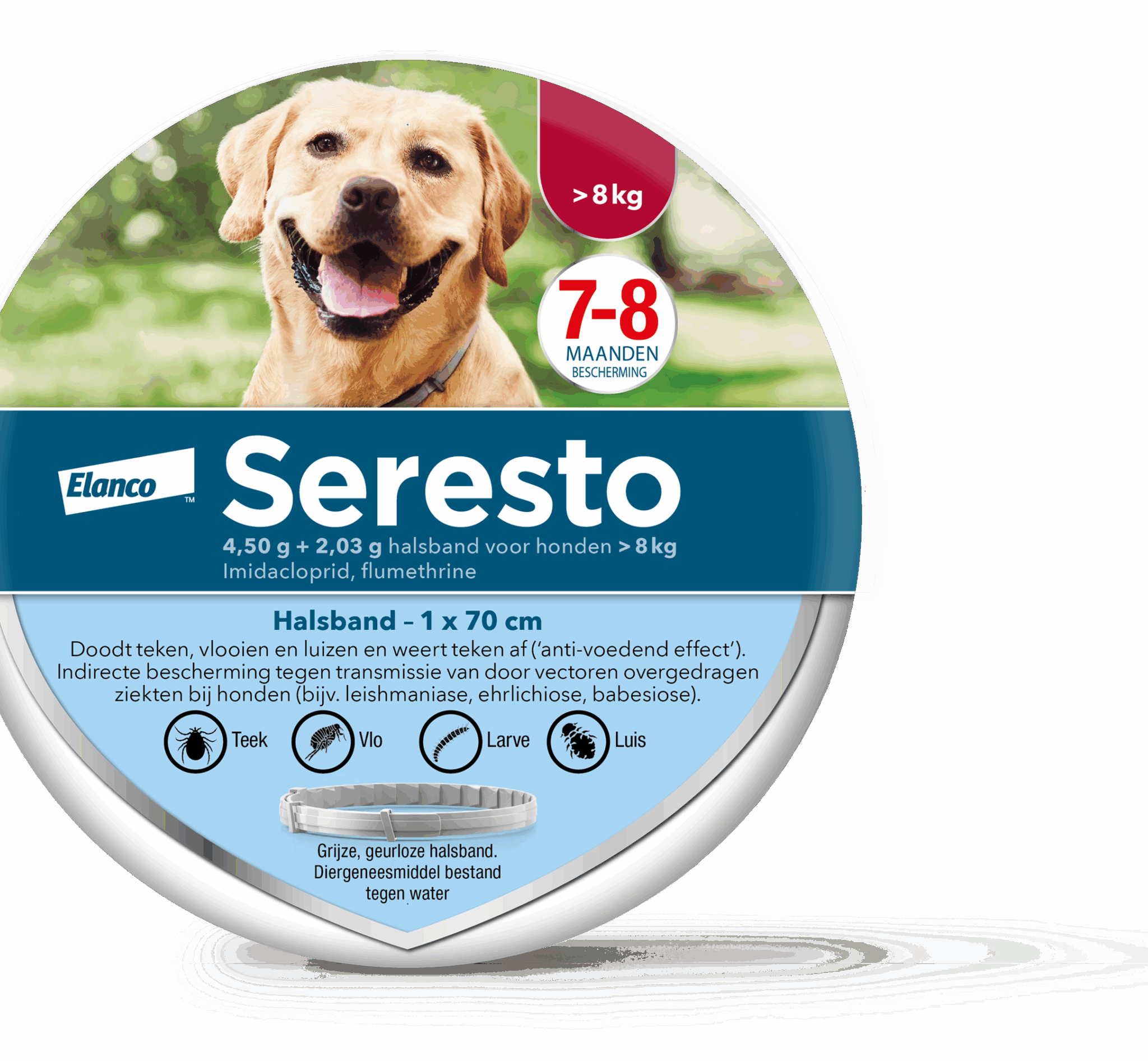 Seresto vlooien- en tekenband voor honden Vanaf 8 kg (4,50 g + 2,03 g)