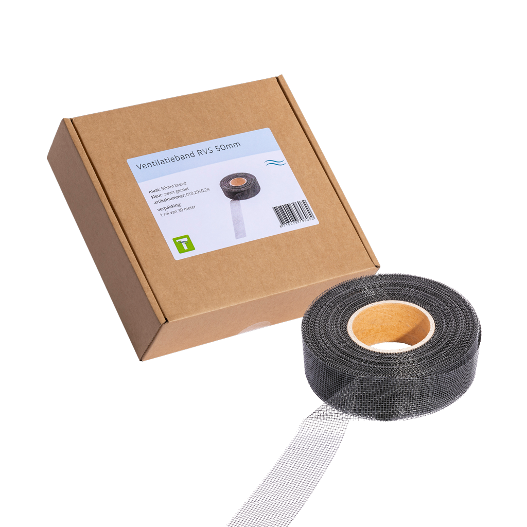 Ventilatieband RVS Zwart 30 m x 5 cm