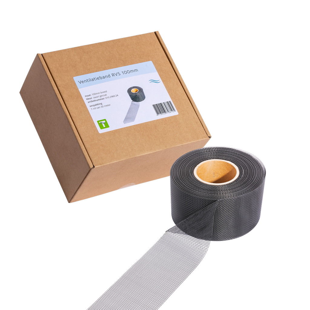 Ventilatieband RVS Zwart 30 m x 10 cm