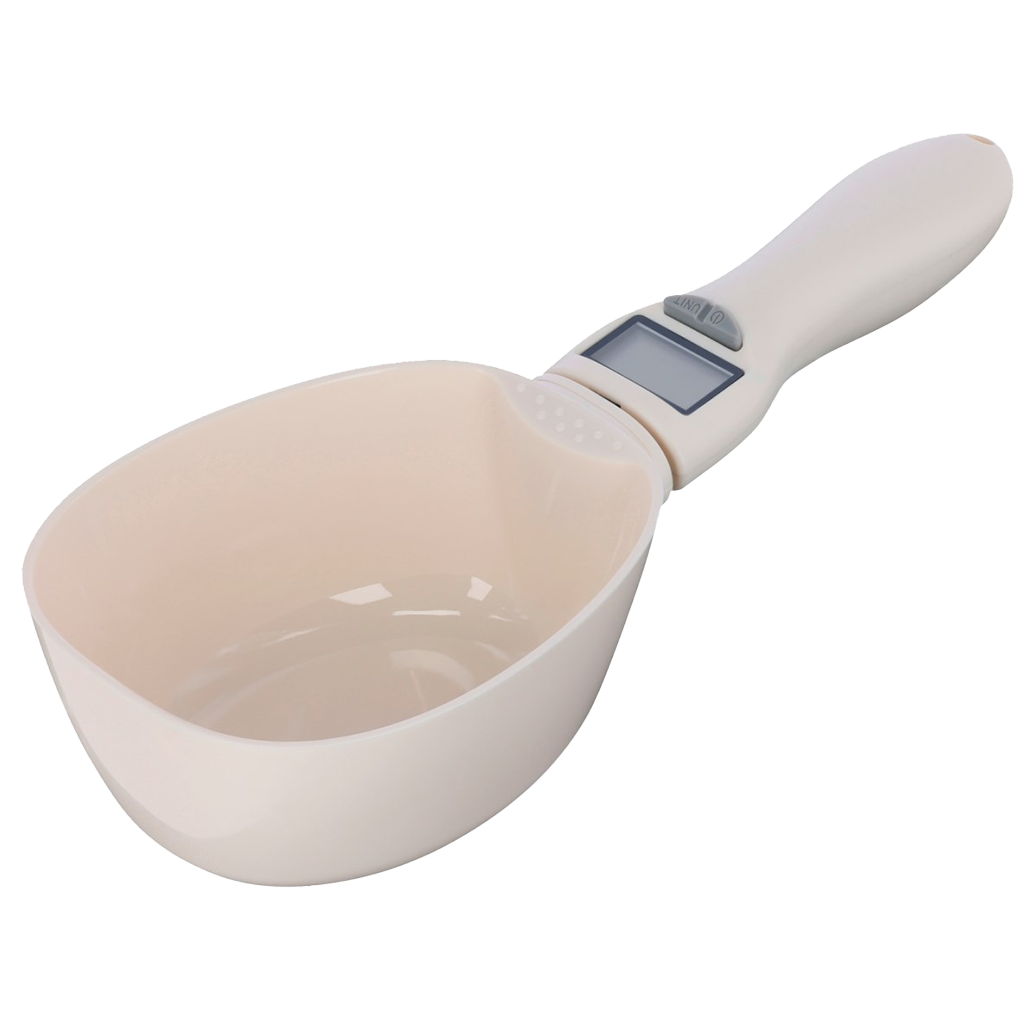 Voerschep met digitale weegschaal