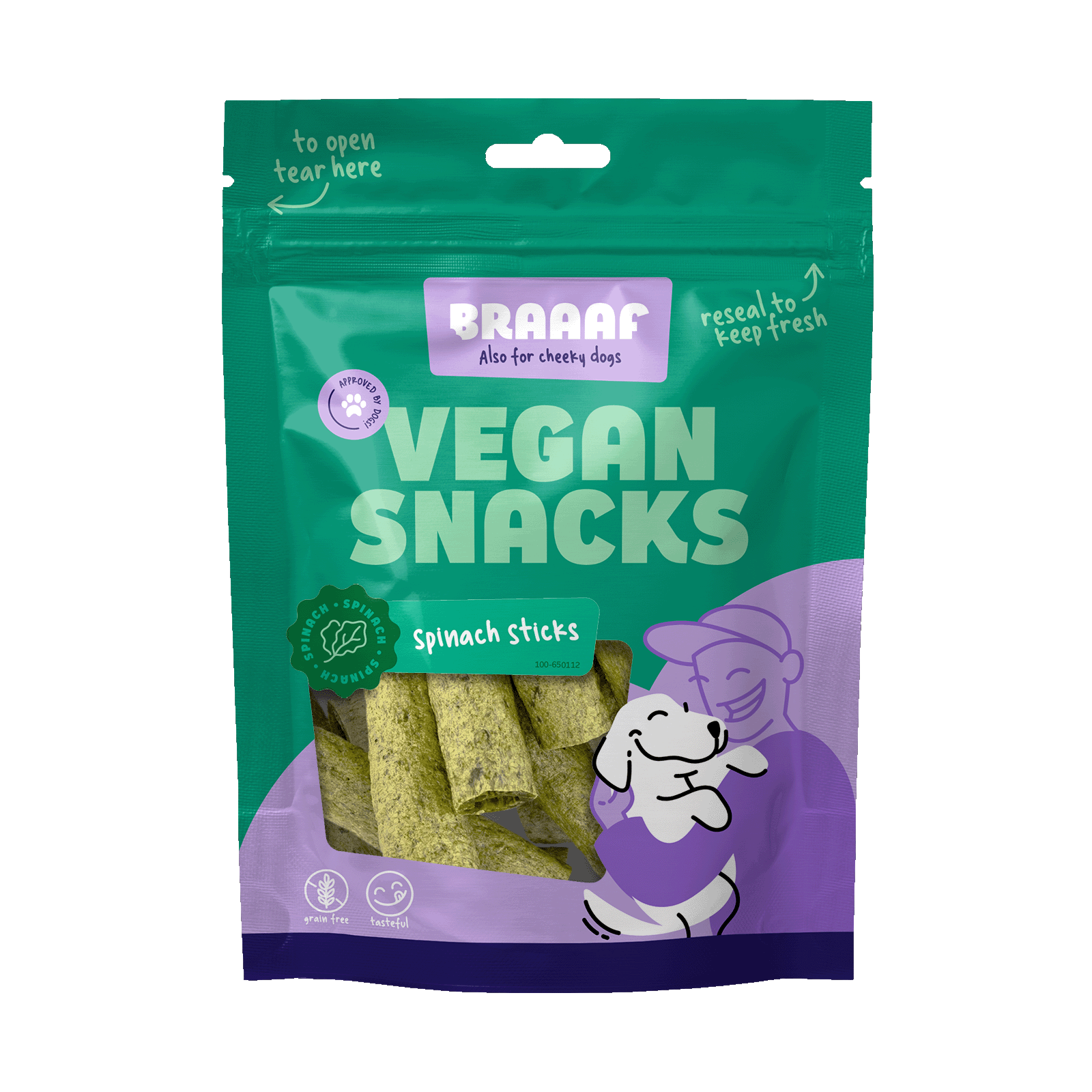 Braaaf Vegan Snack Spinazie Stick - 6 cm
